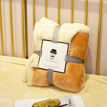 Flannel Plush Blanket folded and displayed with a tag, perfect for cozying up on cold nights.