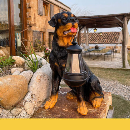 Charming Dog Statue Solar Lamp Enhancing Garden Ambiance