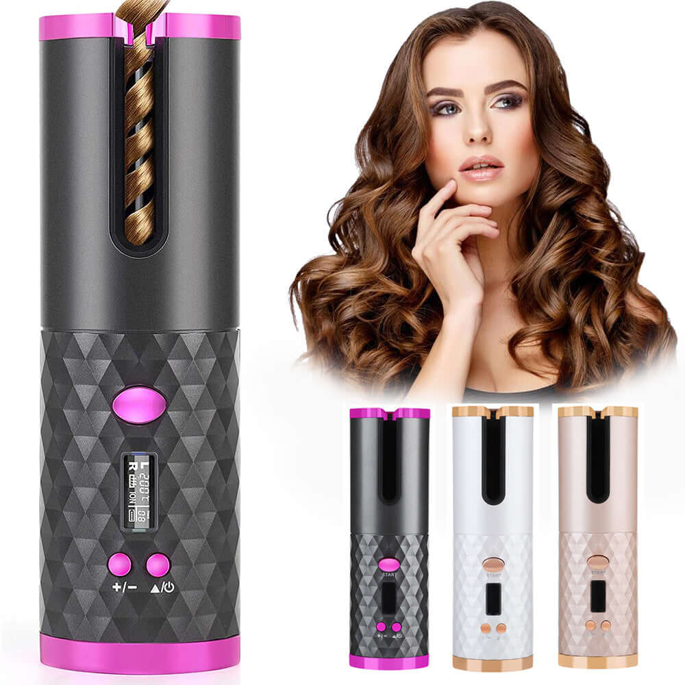 Automatic hair curler for effortless styling, featuring anti-scalding design and rechargeable battery, perfect for creating curls safely.