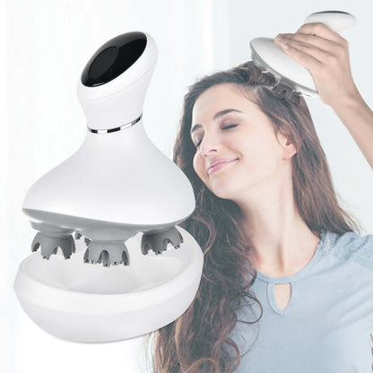 Electric Massager for Head in use, showcasing comfort and design. Compact and durable, perfect for daily relaxation.