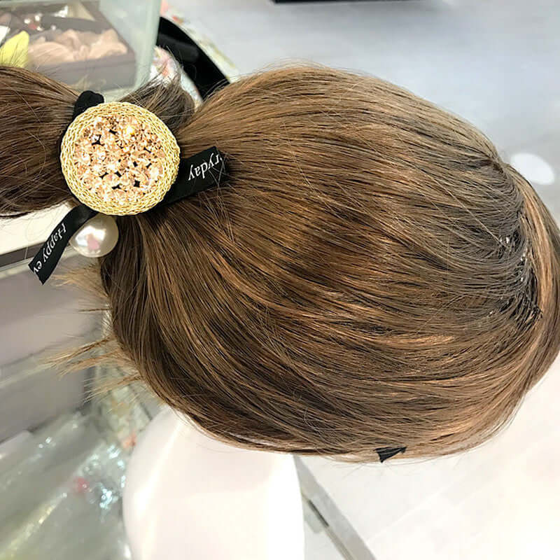 Elegant Rhinestone Hair Tie with Crystal Bow, ideal for secure and stylish hairdos, crafted from premium materials for travel occasions.
