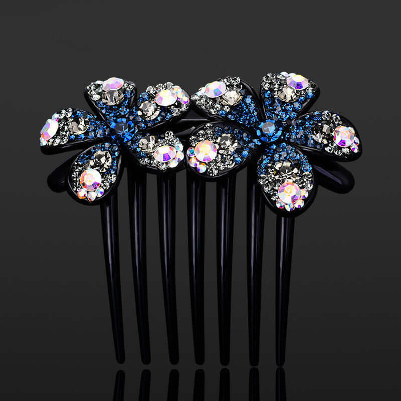 Hair Comb Ornament with bow design and Austrian diamonds, inspired by Korean style for sophisticated hairdos.