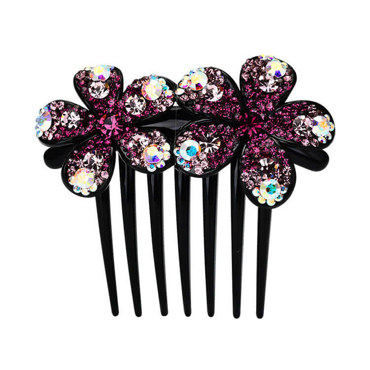 Hair Comb Ornament with floral design and Austrian diamonds, inspired by Korean style for a sophisticated look.