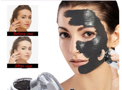 Woman applying Facial Mud Mask, showing before and after results, highlighting benefits of natural ingredients for healthy skin care.