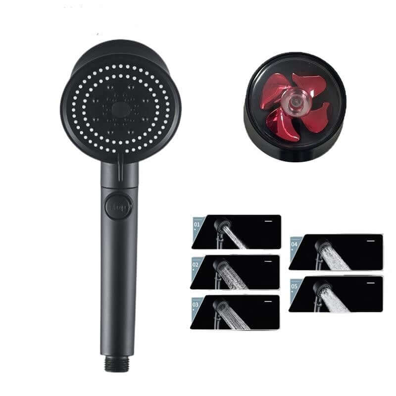 Innovative Five-Color Wind Turbine Shower Head with powerful water flow features for a luxurious shower experience.