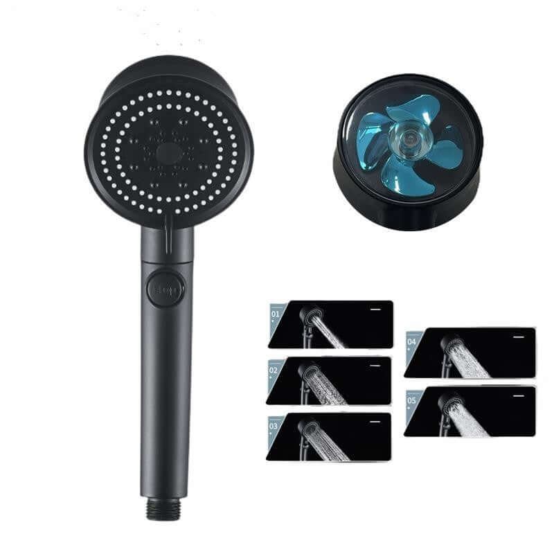 Five-color Wind Turbine Shower Head with adjustable settings for a luxurious and invigorating shower experience.