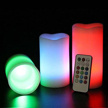 Colorful Flameless Candle Stick Candles with remote, creating a vibrant ambiance for safe illumination.