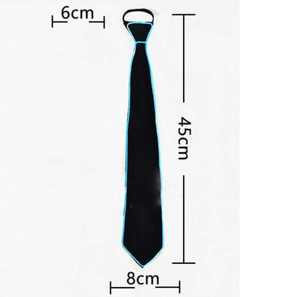 Glowing Necktie with blue outline, measuring 45cm in length, perfect for parties and festive events, adding a standout glow to any outfit.