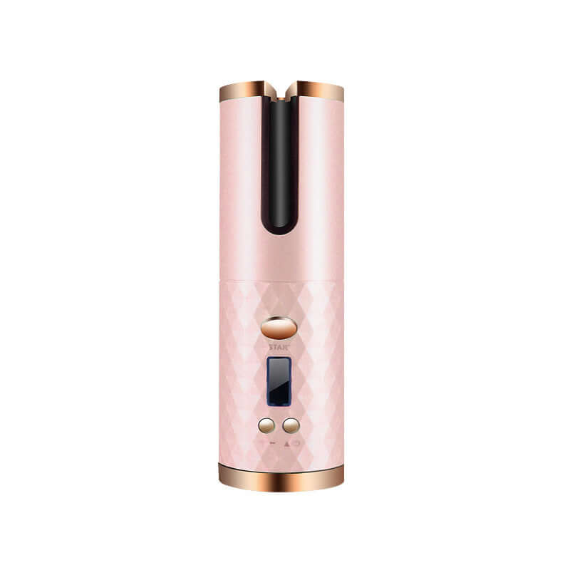 Pink Hair Curler Automatic with anti-scalding design, 3 temperature settings, and portable rechargeable power for effortless curls.
