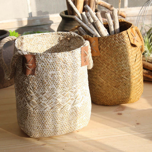 Hand Woven Baskets in natural textures, ideal for stylish storage and home decor.