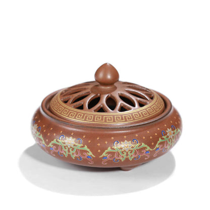 Elegant handcrafted ceramic incense burner with intricate designs, perfect for enhancing home decor and creating tranquility.