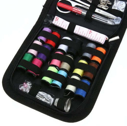 Home Sewing Kit containing various colorful threads, scissors, and measuring tape for all your sewing projects.