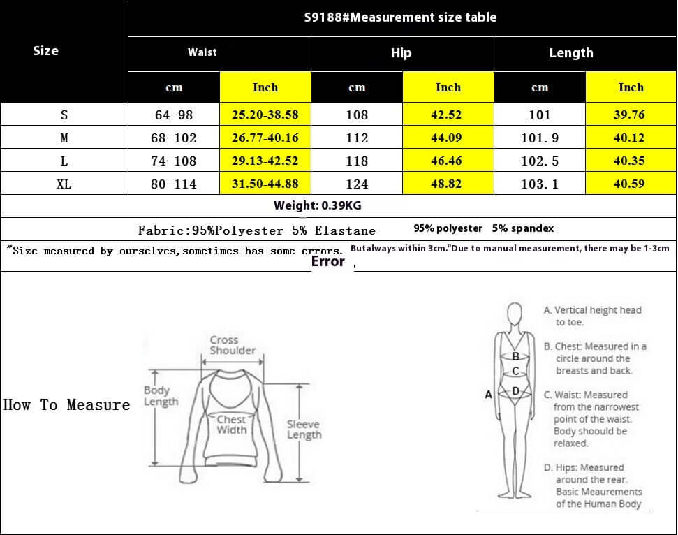 Size chart for lace wide leg trousers with measurements in cm and inch, showing waist, hip, length, and how to measure guide.