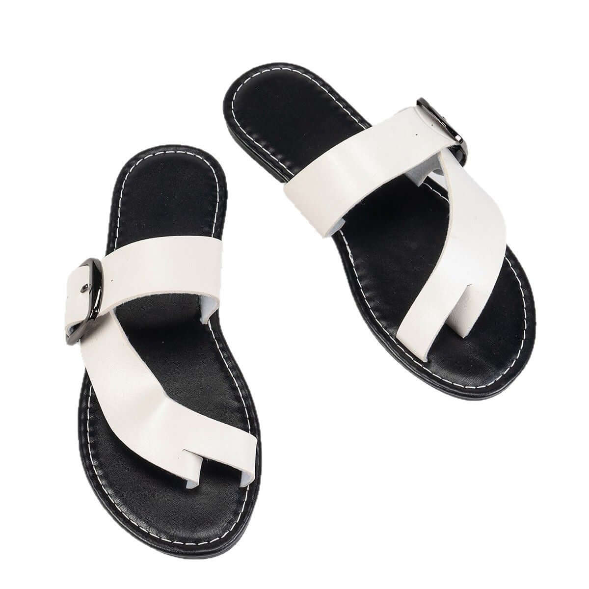 White Ladies Summer Sandals with PU lining, featuring a sleek design ideal for comfort and style.