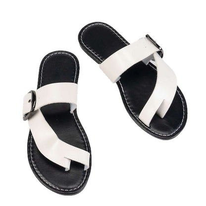 White Ladies Summer Sandals with PU lining, featuring a sleek design ideal for comfort and style.