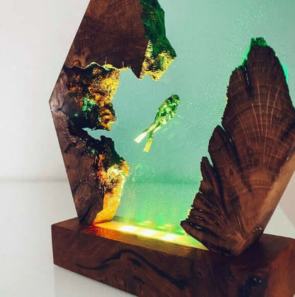 Luminous Diver Night Lamp with enchanting underwater design, perfect for a cozy and stylish bedroom ambiance.