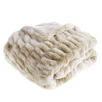 Cozy Faux Fur Pelt Blanket in soft beige hues, adding luxury and warmth to any home decor.