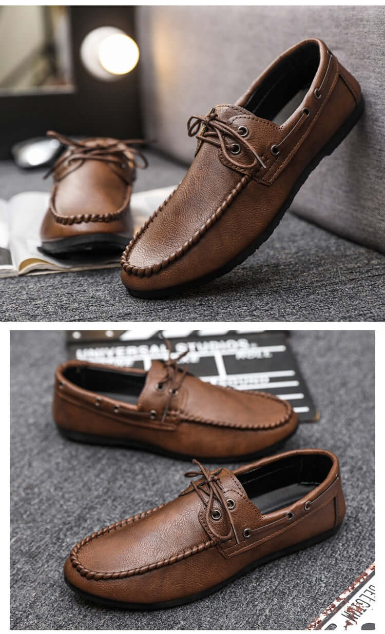 Brown Faux Leather Loafers showcasing quality craftsmanship, comfort, and classic style, perfect for any outfit.