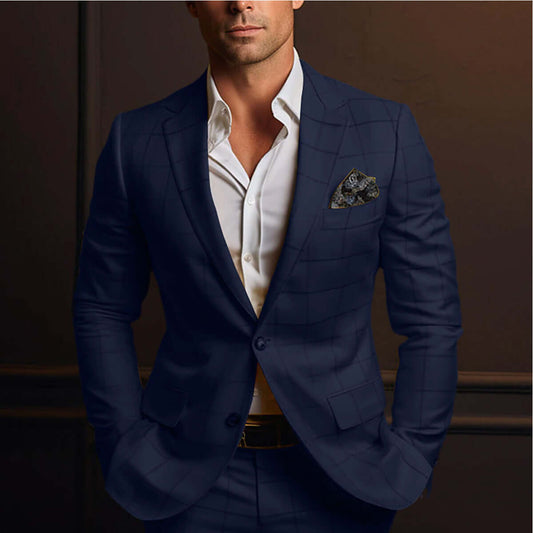 Stylish men's striped blazer in navy blue, showcasing elegance and versatility, perfect for elevating any wardrobe.