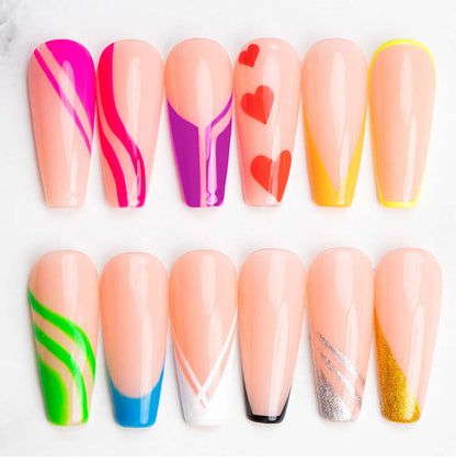 Nail Art Gel Liner Set showcasing 12 vibrant colors for creative designs, perfect for customizable and eye-catching nail art.