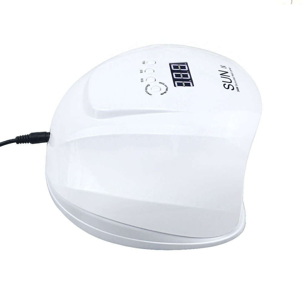 Sleek white Nail Lamp Dryer with digital display for quick and efficient nail drying, featuring 54W power and universal voltage.