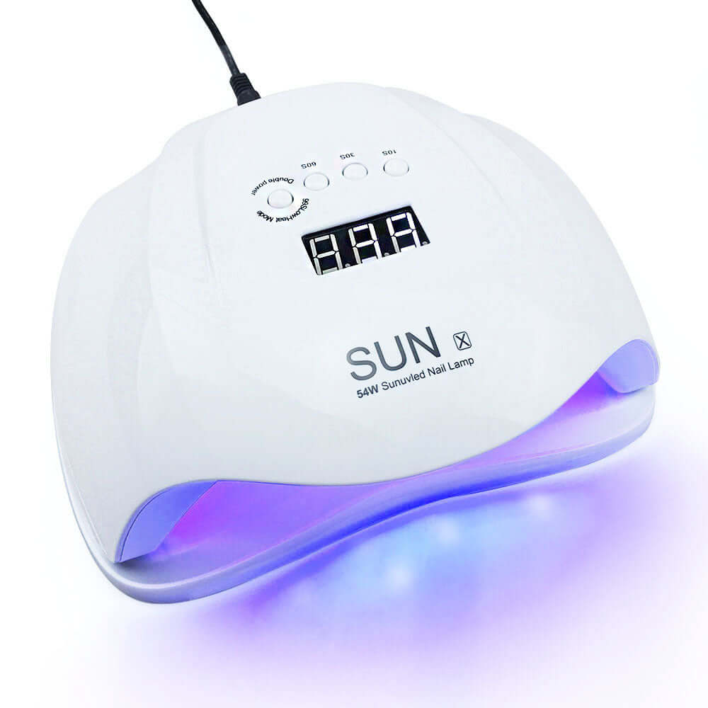 Professional 54W Nail Lamp Dryer with LCD display and universal voltage for quick and effective nail drying.
