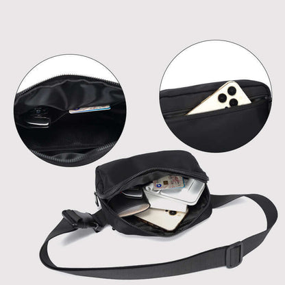 Black Nylon Crossbody Pouch Bag - Lightweight, Waterproof Design with Ample Storage for Essentials