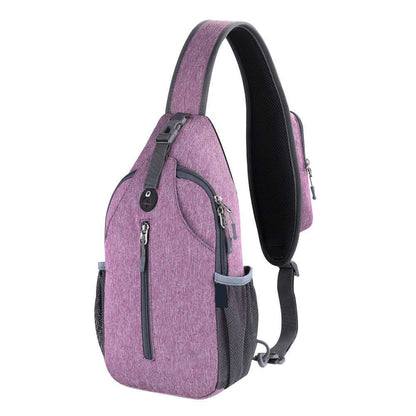 Stylish purple outdoor crossbody shoulder bag made of durable nylon with solid color and comfortable design for excursions.