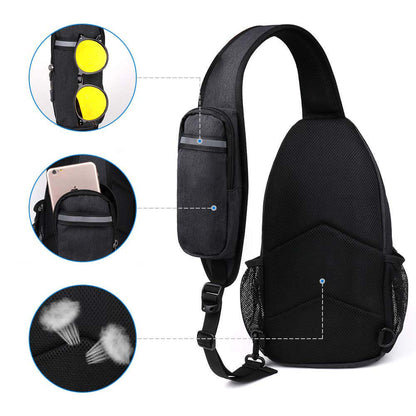 Outdoor Crossbody Shoulder Bag in black nylon, featuring multiple pockets and breathable design, perfect for durable daily use.