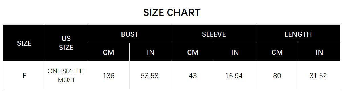 Size chart for Poncho Coat with Fur showing measurements in inches and centimeters.