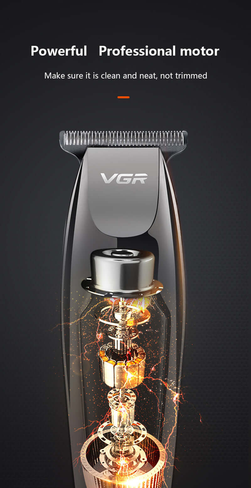 High-performance professional hair clipper with stainless steel blades and advanced motor for precision trimming and engraving.