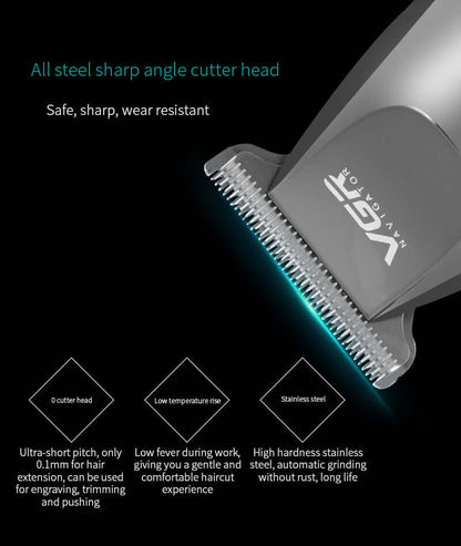 Professional Hair Clipper with all steel sharp angle cutter head, ideal for precision trimming and engraving, ultra-short hair pitch