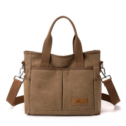 Brown Simple Tote Bag crafted from durable canvas with dual handles and detachable straps.