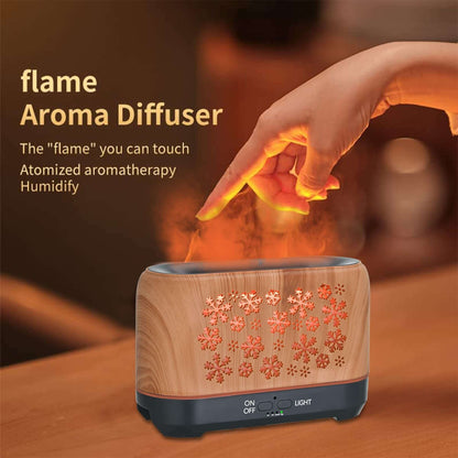 Snowflake Humidifier with flame effect, enhancing indoor air quality and ambiance, perfect for any home.