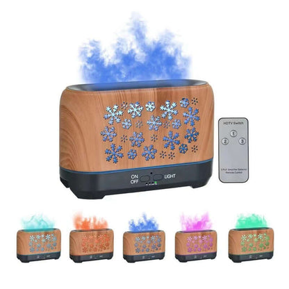 Stylish Snowflake Humidifier with colorful light effects and remote control, enhancing home ambiance and air quality.
