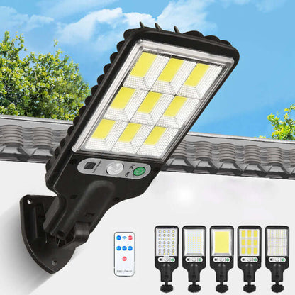 Solar Led Wall Lamp mounted outdoors with remote, showcasing energy-efficient lighting for enhanced evening ambiance.
