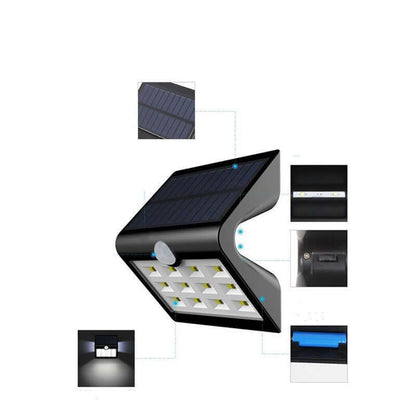 Solar Powered Outdoor Wall Lighting featuring a solar panel and multiple LED lights for eco-friendly illumination.