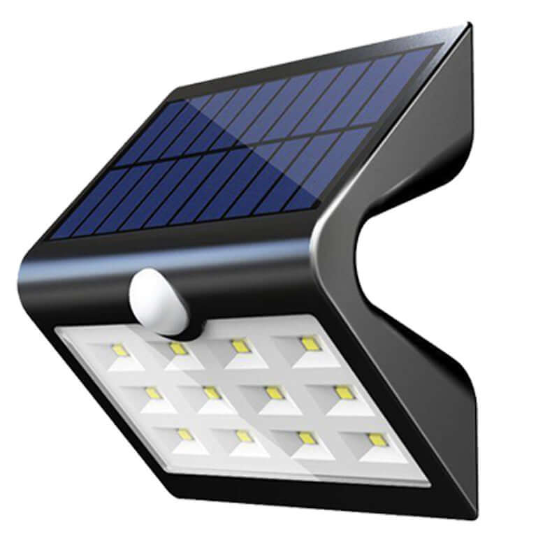 Solar Powered Outdoor Wall Lighting with solar panel and motion sensor for energy-efficient illumination.