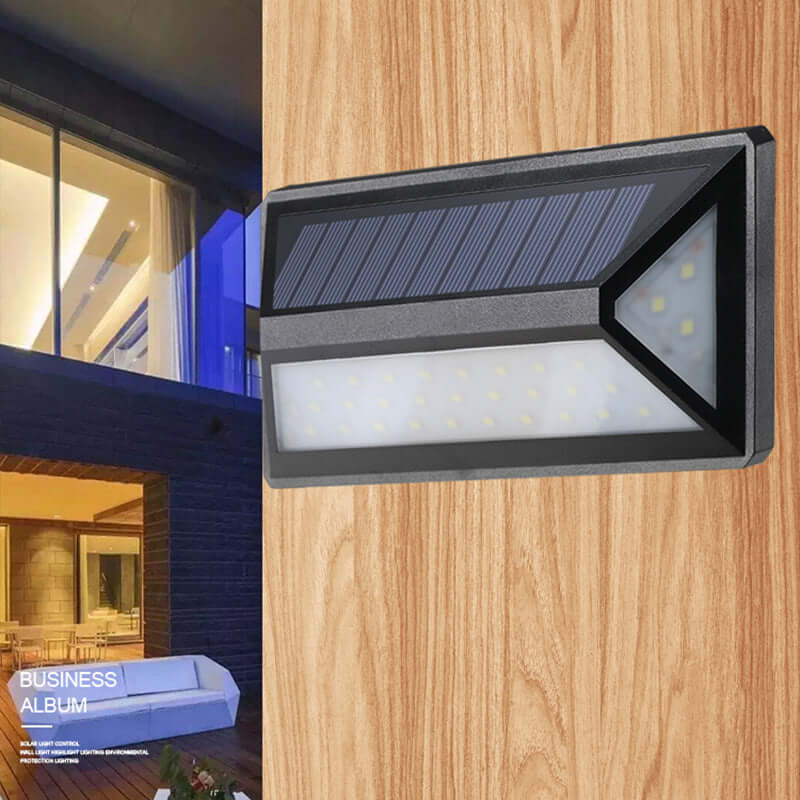 Solar Powered Wall Light enhancing modern home exterior with eco-friendly illumination.