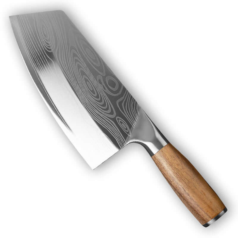 High-quality Stainless Steel Kitchen Knife with a wooden handle, showcasing elegant design and craftsmanship.