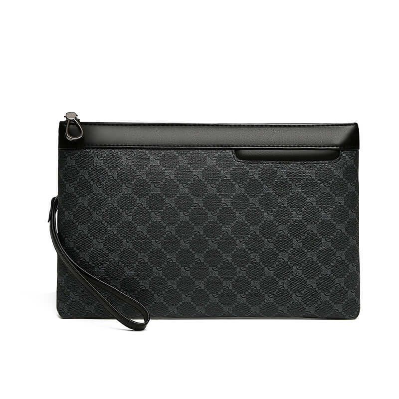 Classic Black Clutch Hand Bag in durable PU material with wrist strap, designed for timeless elegance and everyday use.
