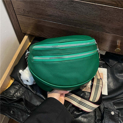 Green Ladies Chest Bag with zipper detail, made from high-quality PU material. Stylish urban design with soft cotton lining.
