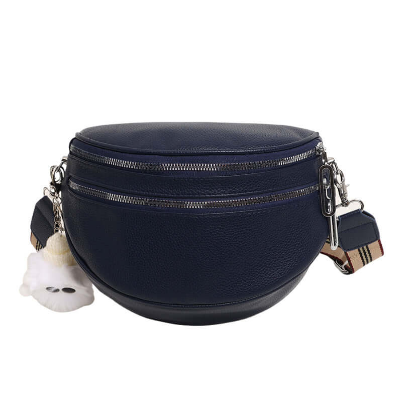 Stylish Ladies Chest Bag in PU material with soft texture, featuring two zipper pockets and a crossbody strap, ideal for urban simplicity.