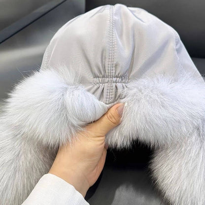 Close-up of a stylish Ushanka Fur Hat with plush fur trim, showcasing winter elegance and warmth.