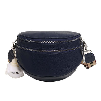 Elegant blue ladies chest bag with urban simplicity design, featuring PU material and stylish slit pocket. Perfect for modern women.