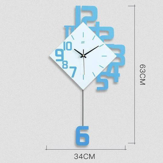 Stylish wall clock in blue and white with unique design, modern home decor, and contemporary elegance ideal for any room.