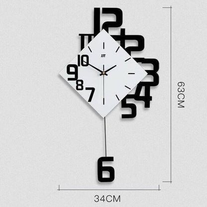 Stylish wall clock with unique diamond design, featuring bold black numbers on a white background, perfect for modern decor.