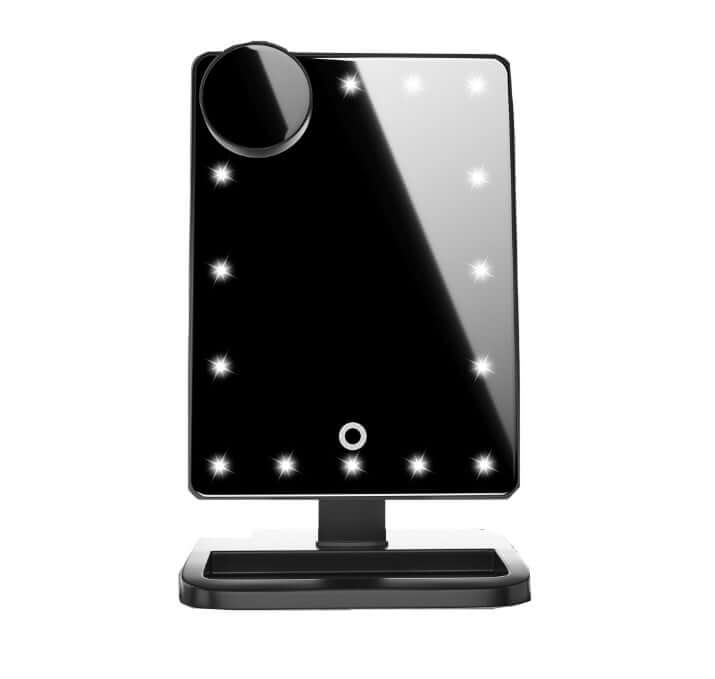 Touch Screen Vanity Mirror with Bluetooth, featuring LED lights for enhanced makeup application.