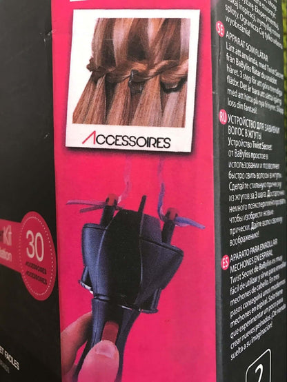 Machine for Braiding Hair packaging showing braid style and device usage.