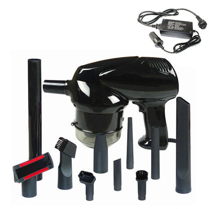 Hand Held Vacuum Cleaner with various attachments and power supply for versatile cleaning tasks.
